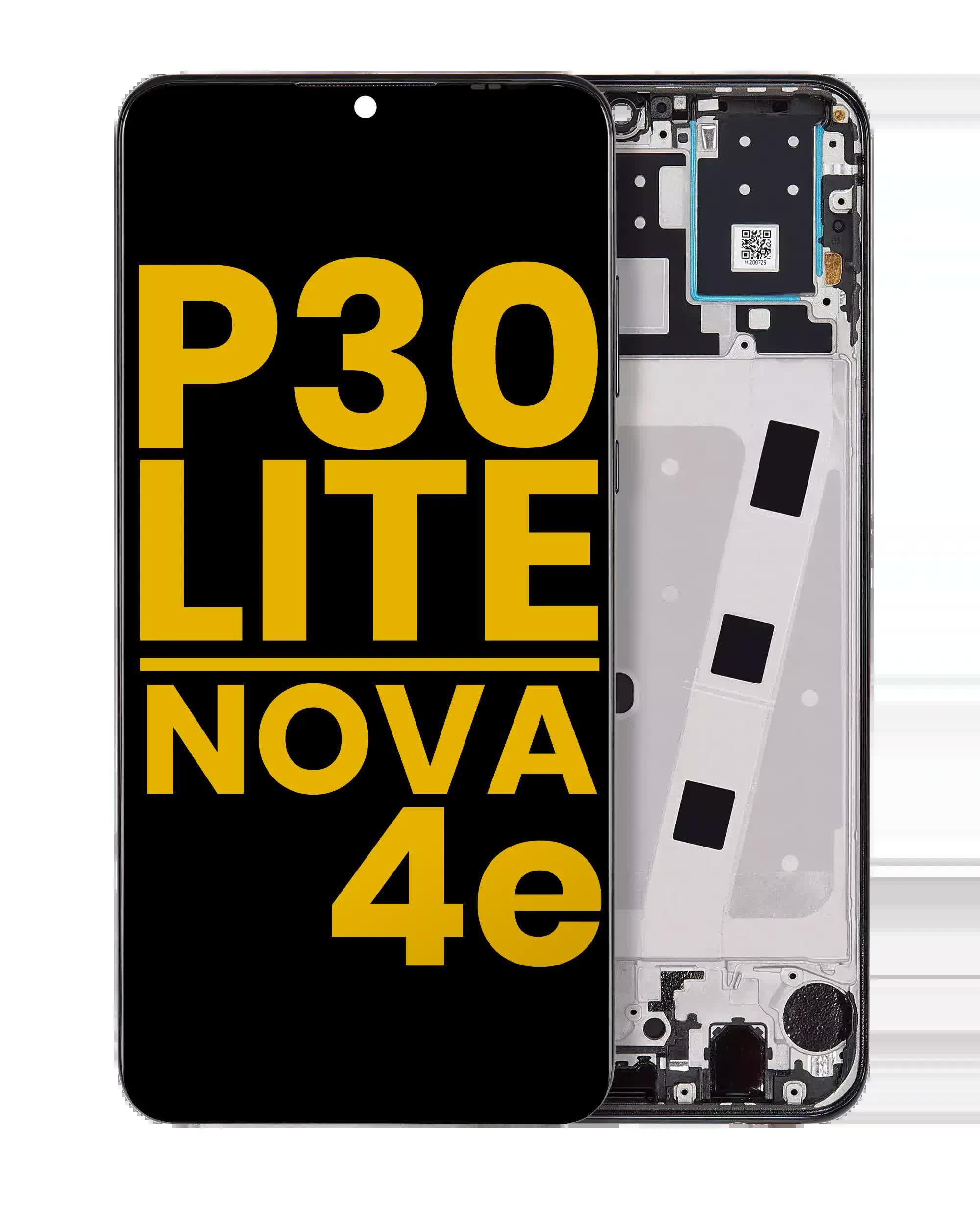 LCD Display mit Rahmen für Huawei P30 Lite / Nova 4e (professionell aufgearbeitet) (6GB RAM) (Midnight Black (Schwarz))