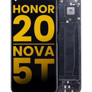 LCD Display mit Rahmen für Huawei Honor 20 / Nova 5T (professionell aufgearbeitet) (Midnight Black (Schwarz))