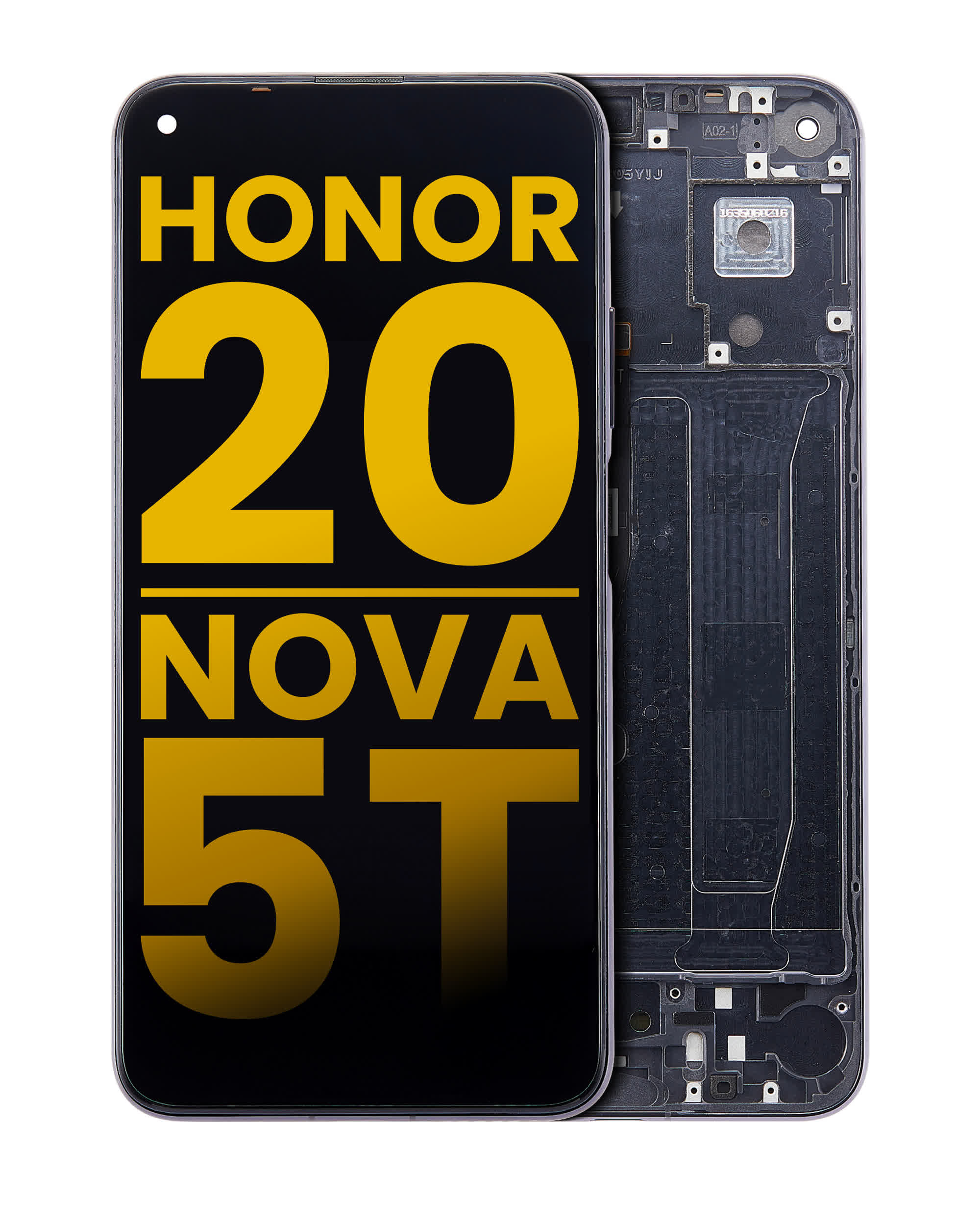 LCD Display mit Rahmen für Huawei Honor 20 / Nova 5T (professionell aufgearbeitet) (Midnight Black (Schwarz))