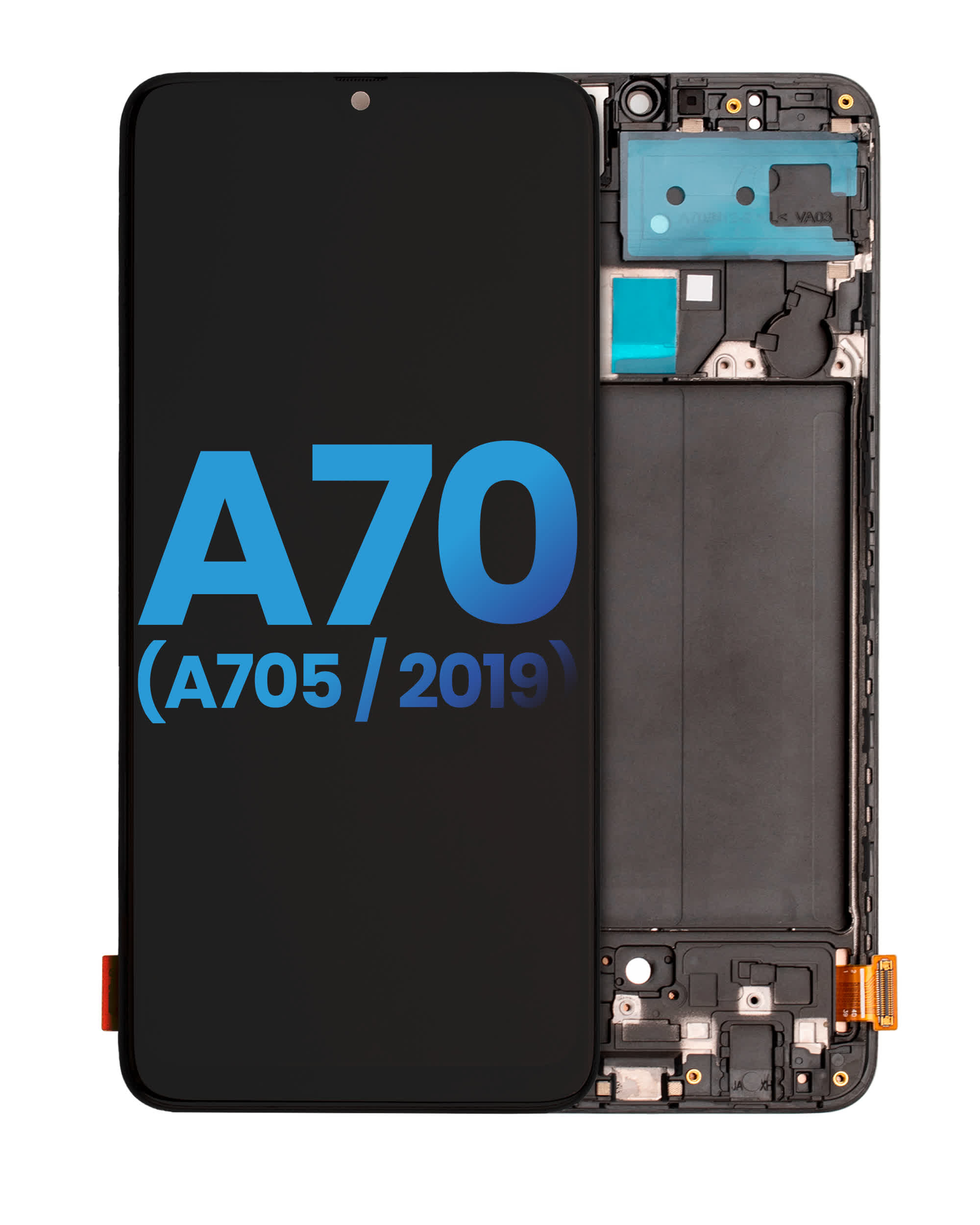 LCD Display mit Rahmen für Samsung Galaxy A70 (A705 / 2019) (ohne Fingerabdrucksensor) (Aftermarket: Incell)