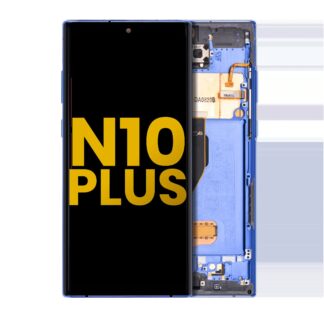 OLED Display mit Rahmen für Samsung Galaxy Note 10 Plus / 5G (professionell aufgearbeitet) (Blue (Blau))