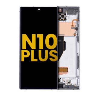 OLED Display mit Rahmen für Samsung Galaxy Note 10 Plus / 5G (professionell aufgearbeitet) (Aura White)