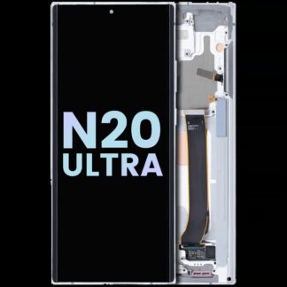 OLED Display mit Rahmen für Samsung Galaxy Note 20 Ultra 5G (Service Pack) (Mystic White)