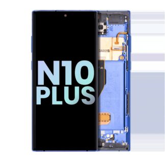 OLED Display mit Rahmen für Samsung Galaxy Note 10 Plus / 5G (Service Pack) (Aura Blue)