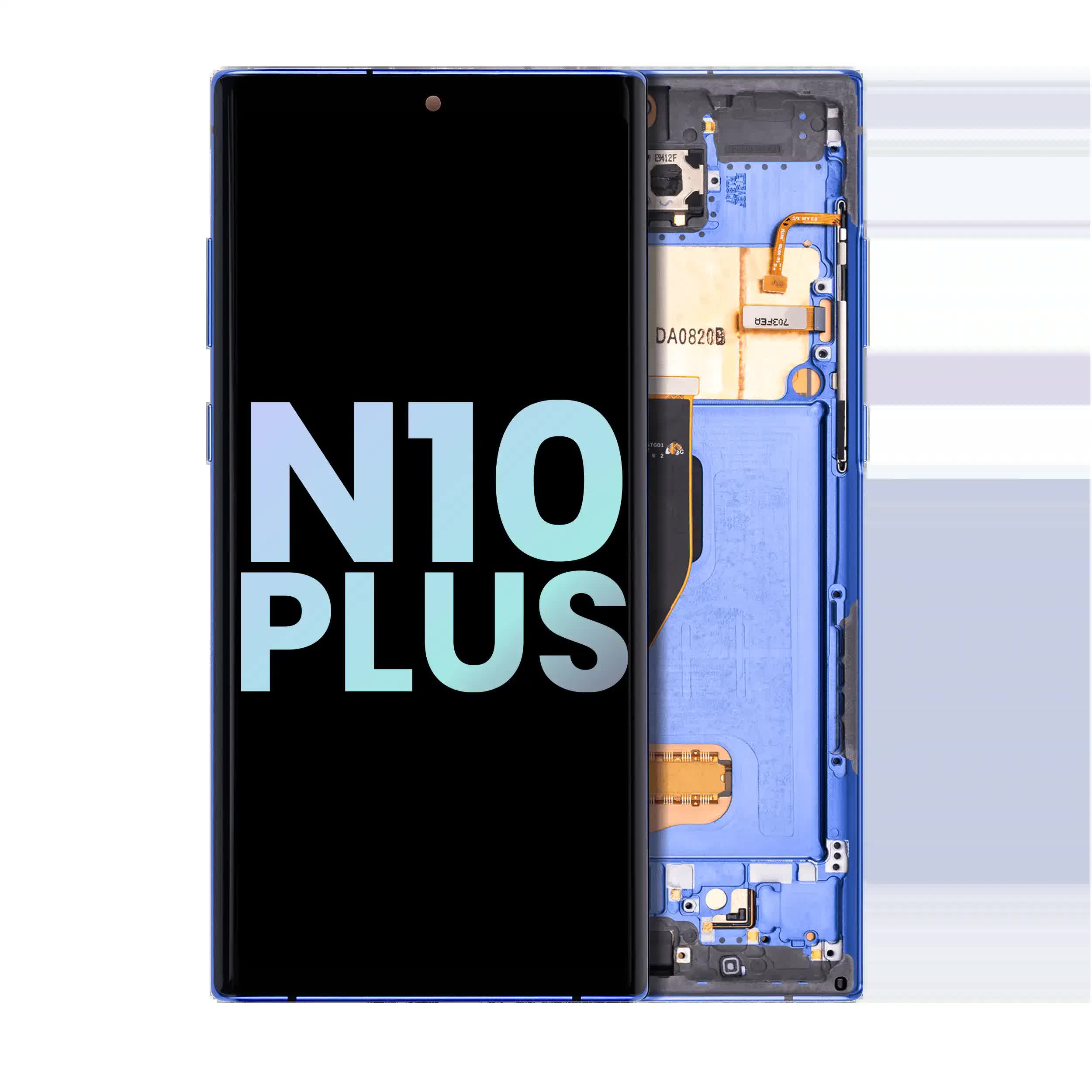 OLED Display mit Rahmen für Samsung Galaxy Note 10 Plus / 5G (Service Pack) (Aura Blue)