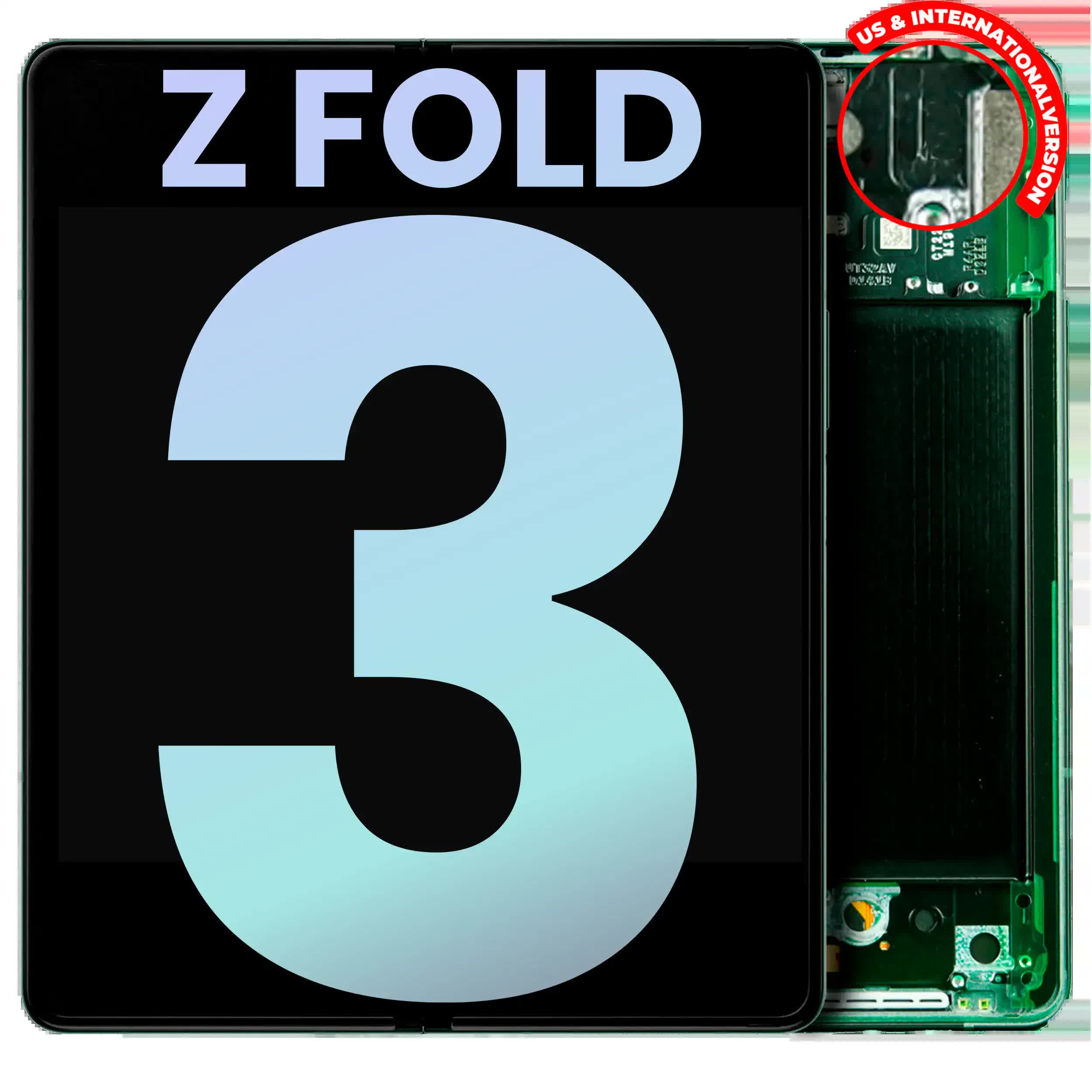 Inner OLED Display mit Rahmen für Samsung Galaxy Z Fold 3 5G (US & International) (Service Pack) (Phantom Green)