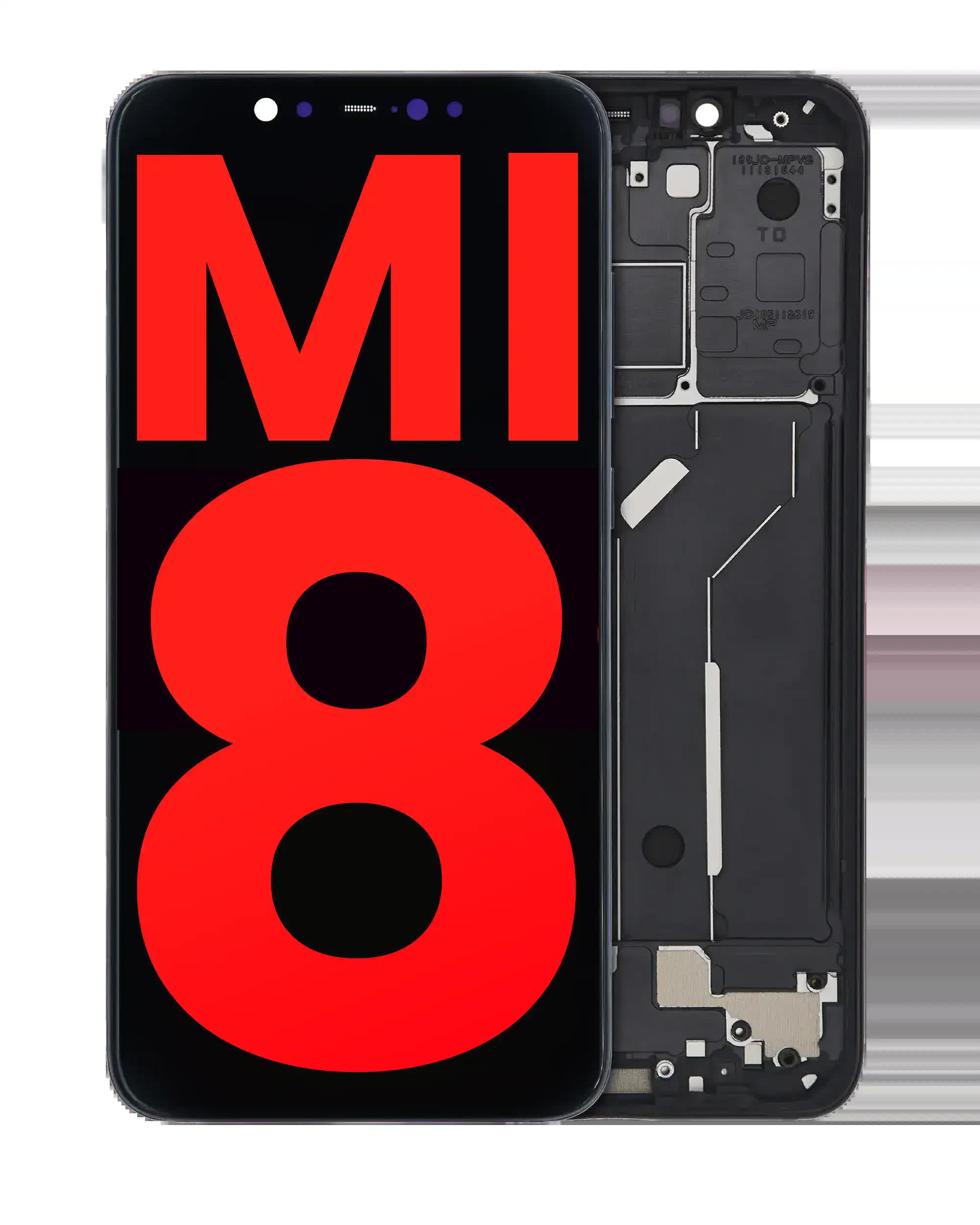 OLED Display mit Rahmen für Xiaomi Mi 8 (Aftermarket Plus) (Black (Schwarz))