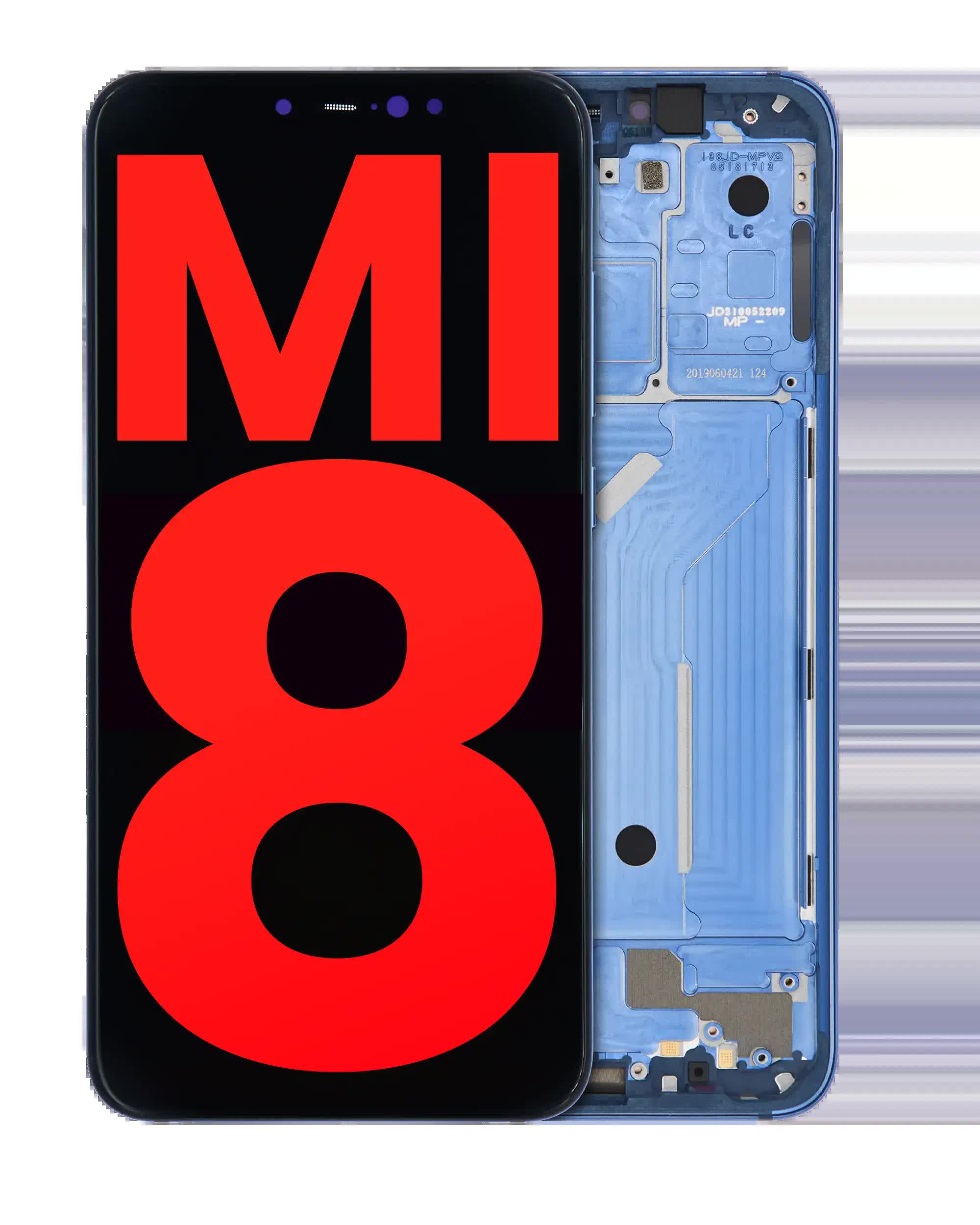OLED Display mit Rahmen für Xiaomi Mi 8 (Aftermarket Plus) (Blue (Blau))