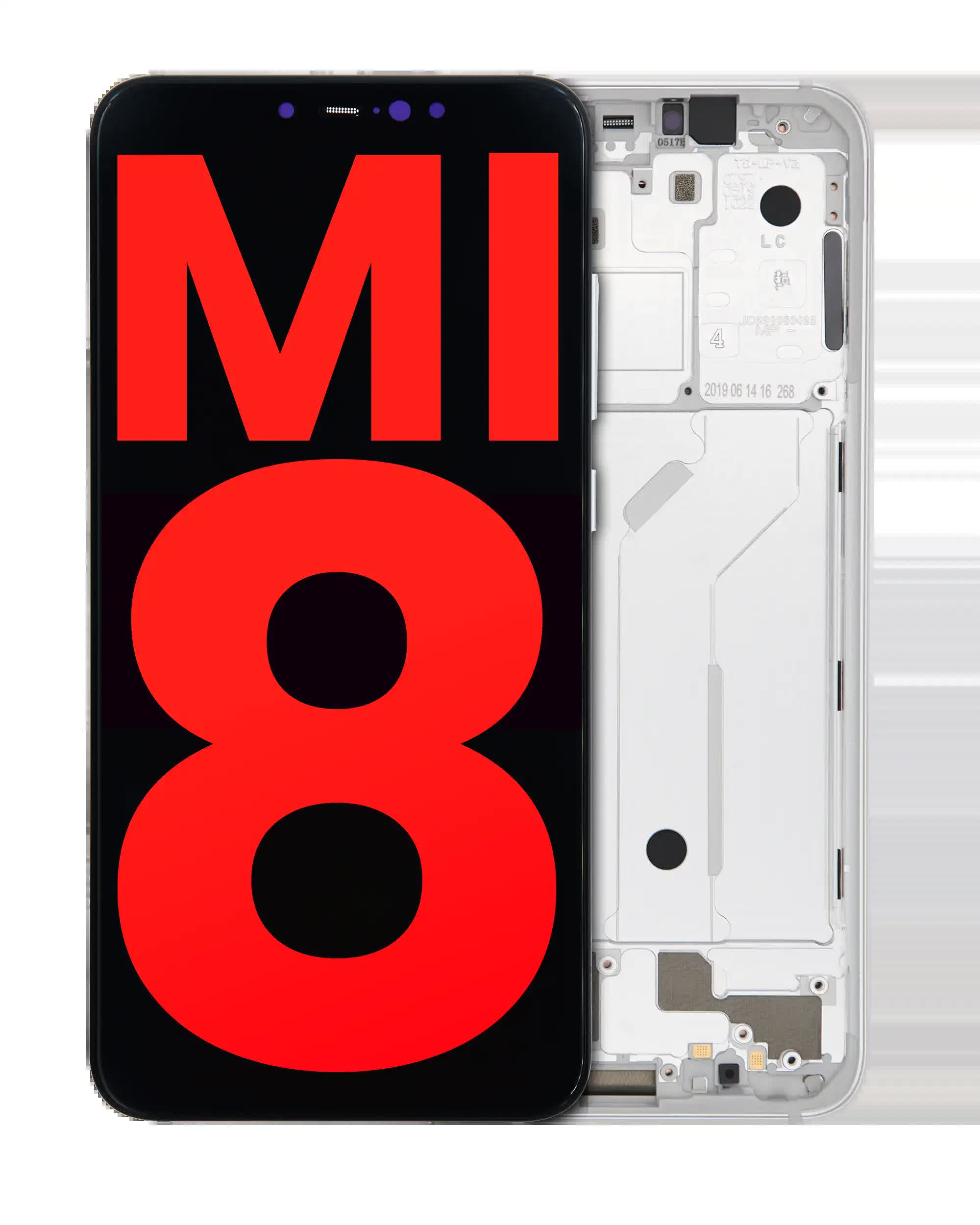 OLED Display mit Rahmen für Xiaomi Mi 8 (Aftermarket Plus) (White (Weiß))