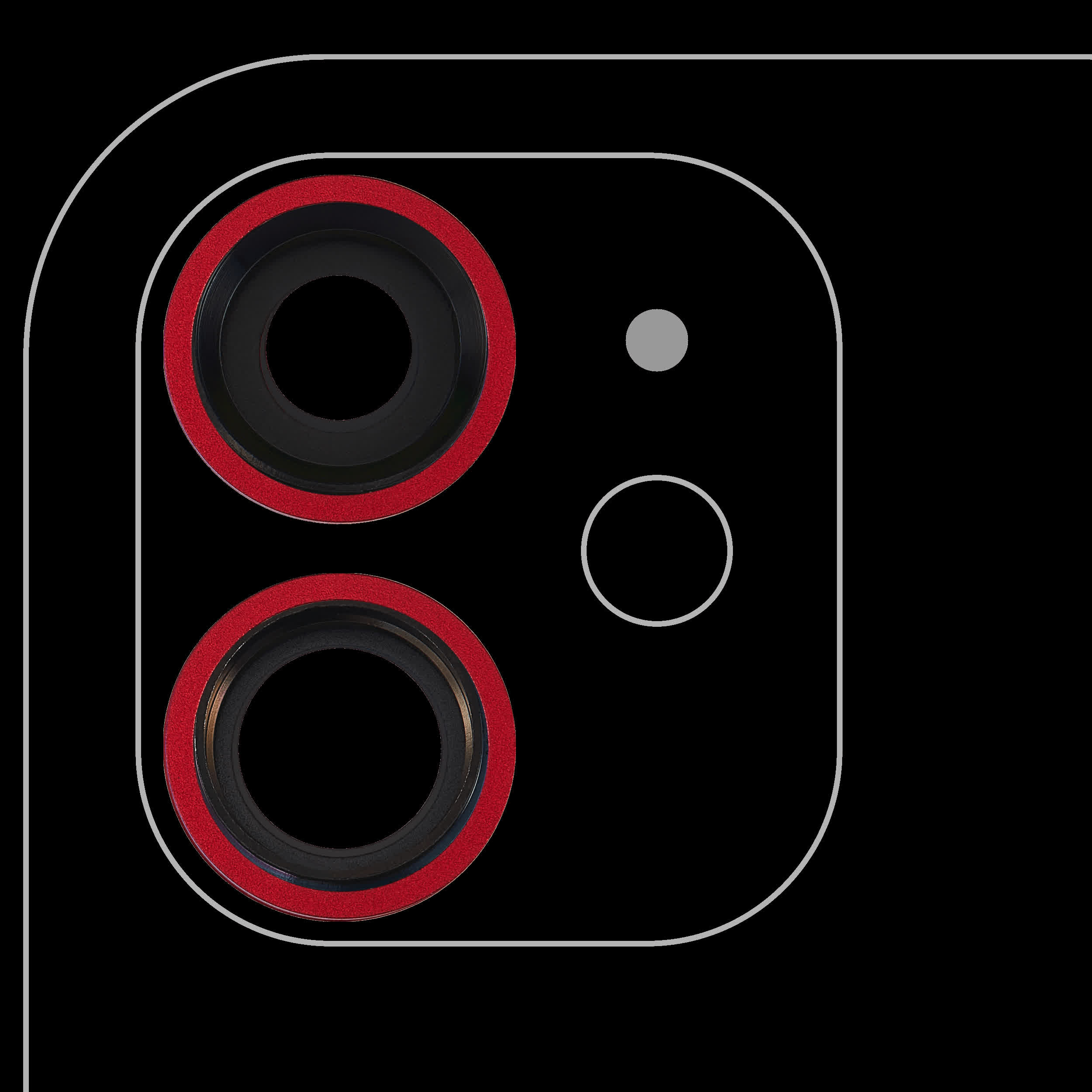 Rückkamera-Glas mit Halterung und Blende für iPhone 11 (2-teiliges Set) (Real Sapphire) (Premium) (Red (Rot))