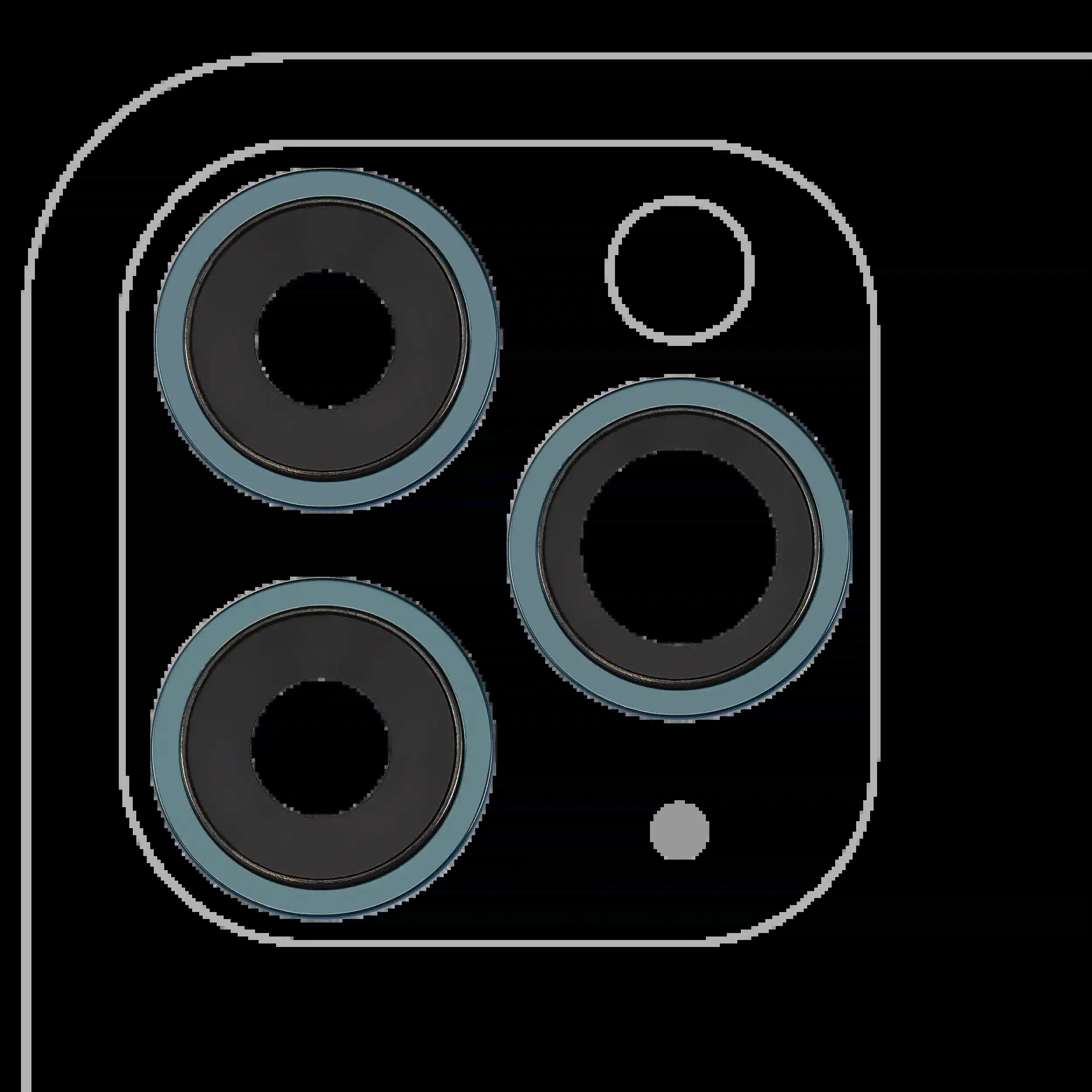 Rückkamera-Glas mit Halterung und Blende für iPhone 11 Pro / Pro Max (3-teiliges Set) (Real Sapphire) (Premium) (Green (Grün))