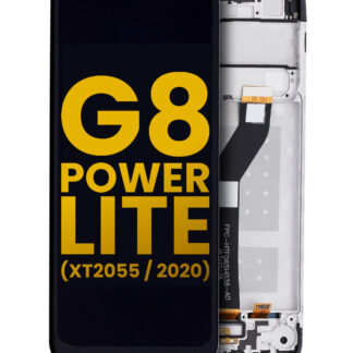 LCD Display mit Rahmen für Motorola Moto G8 Power Lite (XT2055 / 2020) (professionell aufgearbeitet) (Black (Schwarz))