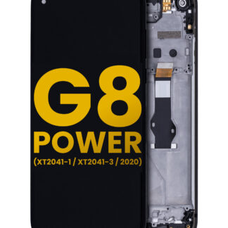 LCD Display mit Rahmen für Motorola Moto G8 Power (XT2041-1 / XT2041-3 / 2020) (professionell aufgearbeitet) (Smoke Black)