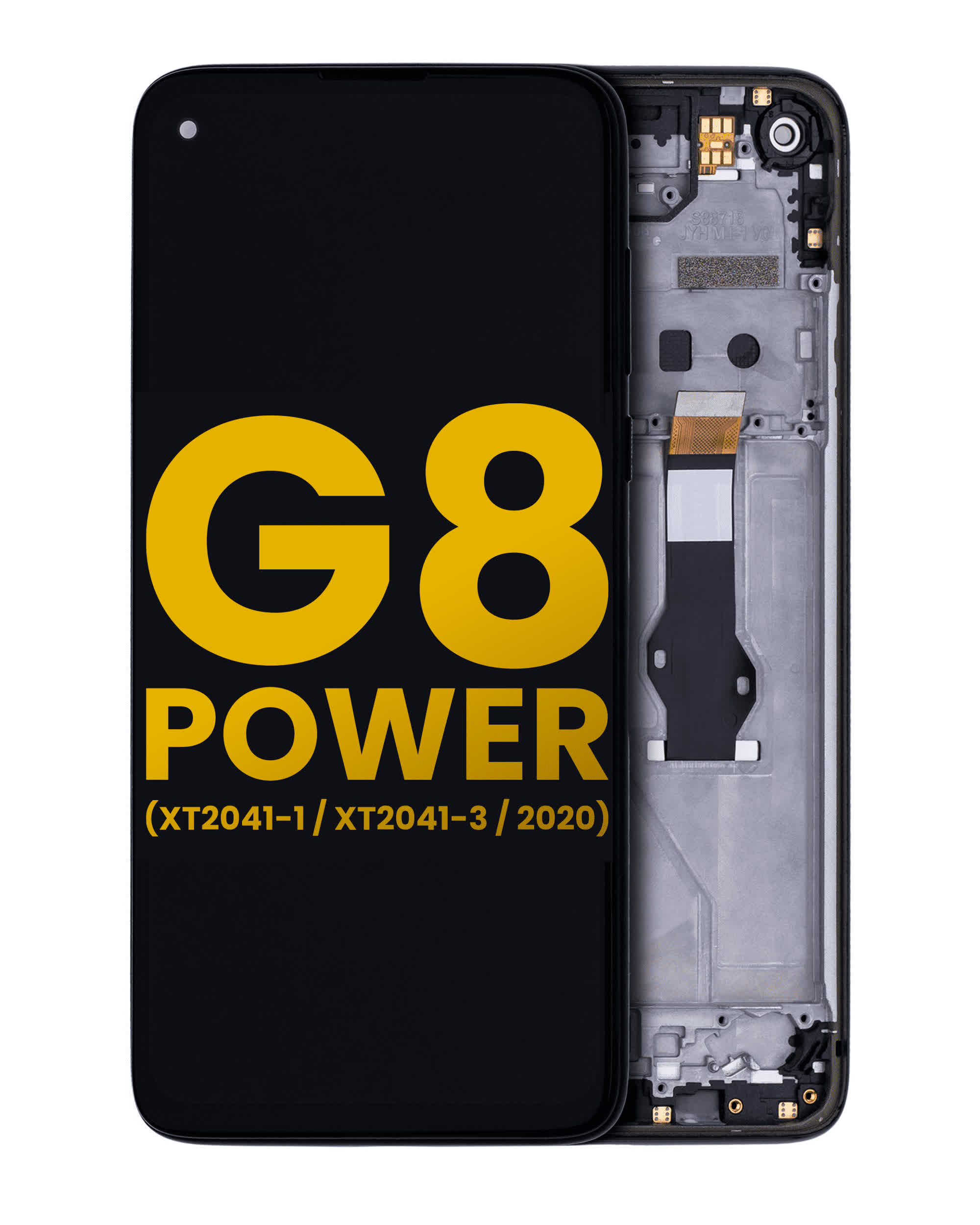 LCD Display mit Rahmen für Motorola Moto G8 Power (XT2041-1 / XT2041-3 / 2020) (professionell aufgearbeitet) (Smoke Black)