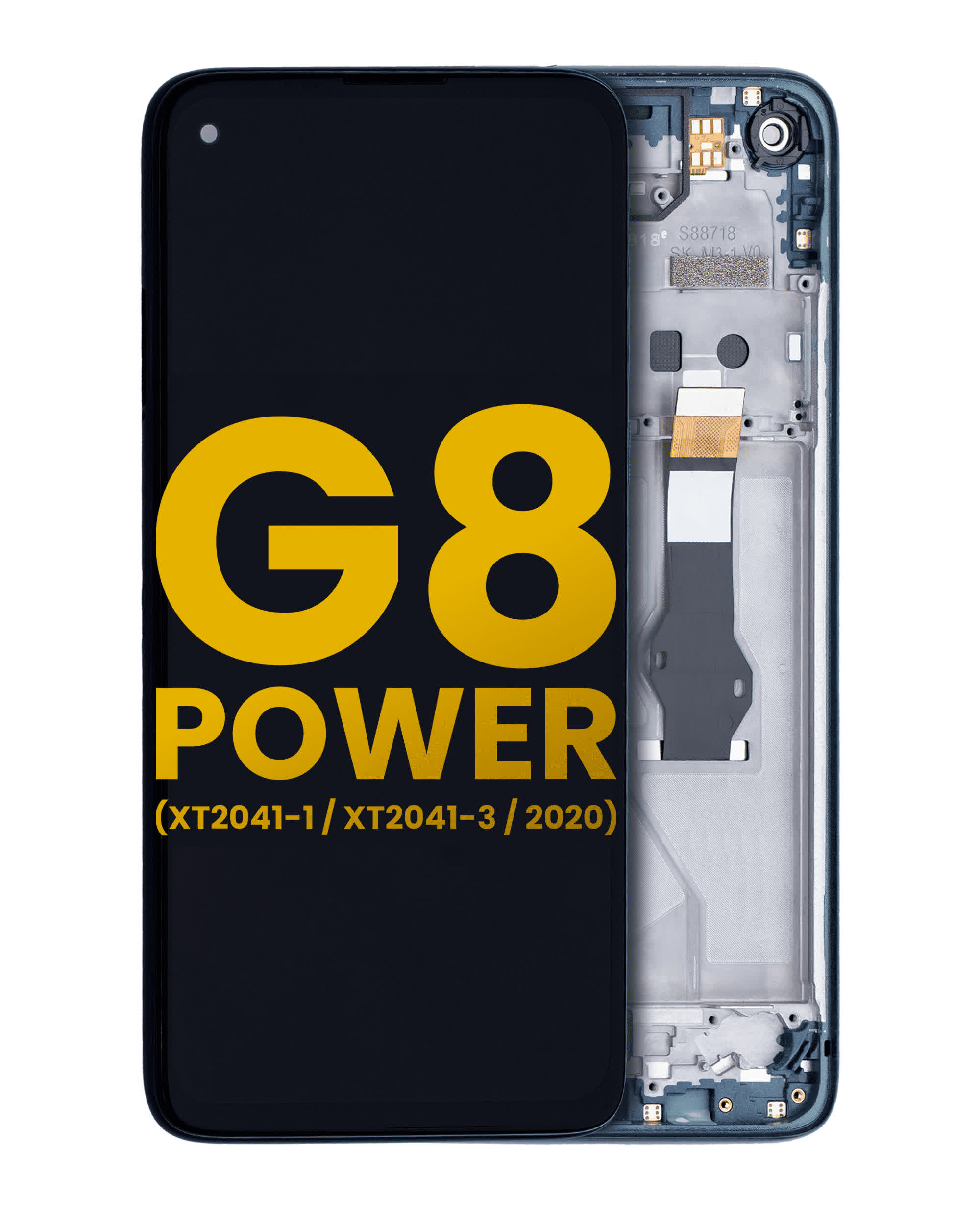 LCD Display mit Rahmen für Motorola Moto G8 Power (XT2041-1 / XT2041-3 / 2020) (professionell aufgearbeitet) (Capri Blue)