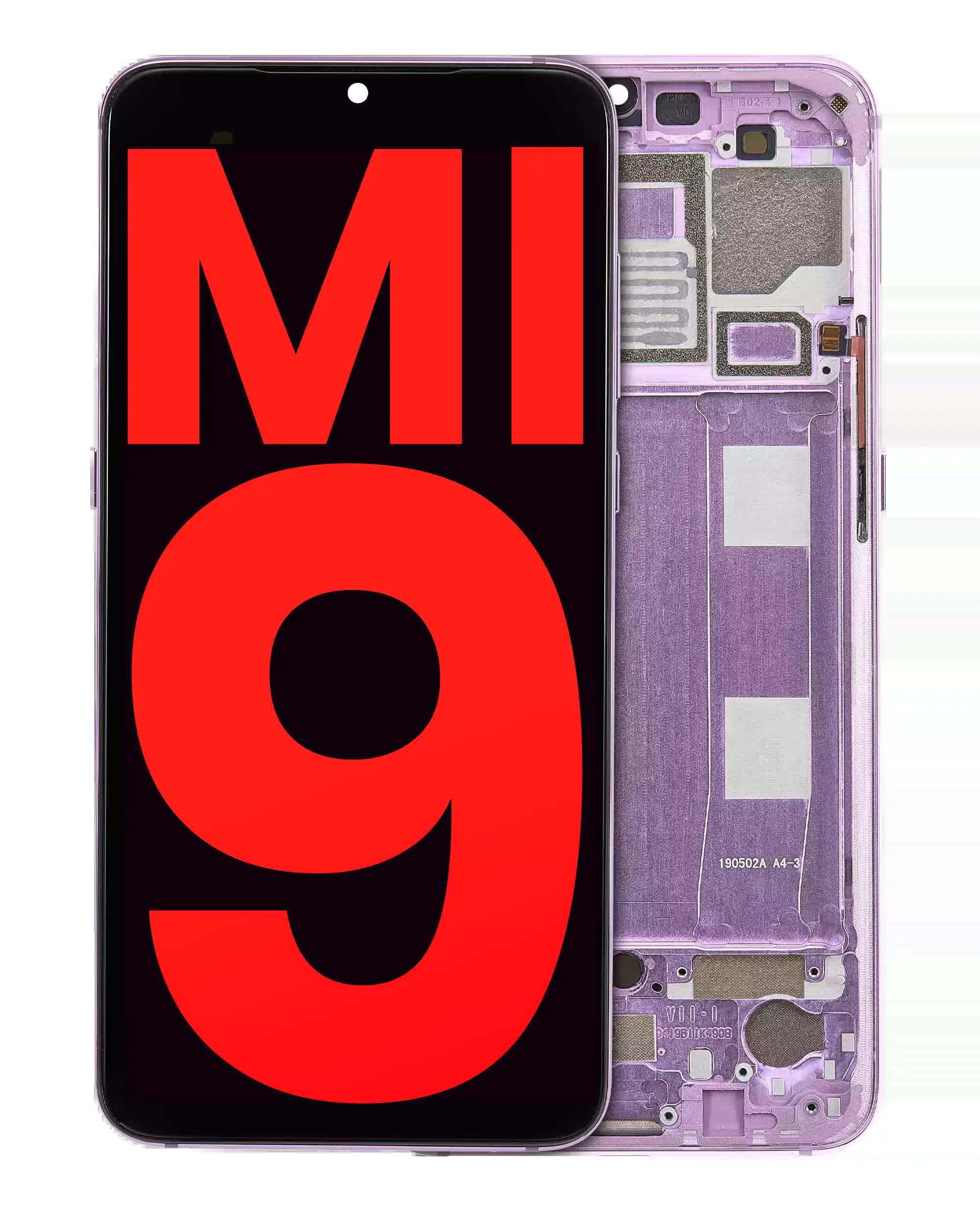 OLED Display mit Rahmen für Xiaomi Mi 9 (Aftermarket Plus) (Lavender Violet)
