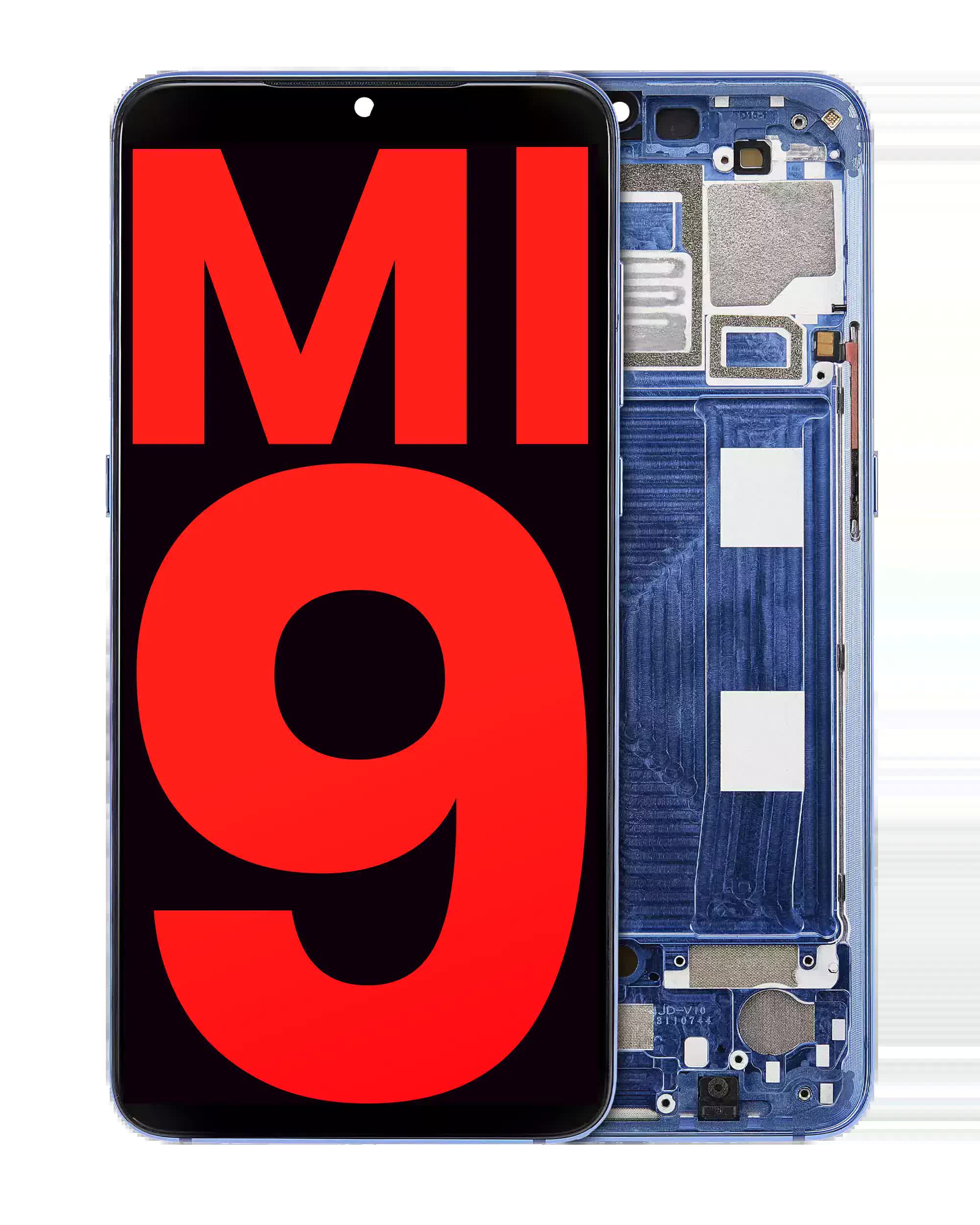 OLED Display mit Rahmen für Xiaomi Mi 9 (Aftermarket Plus) (Ocean Blue)