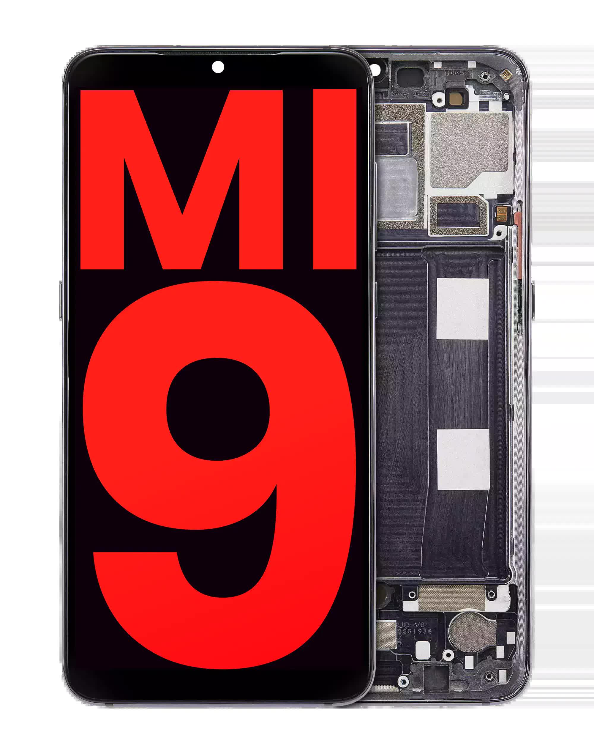 OLED Display mit Rahmen für Xiaomi Mi 9 (Aftermarket Plus) (Piano Black)