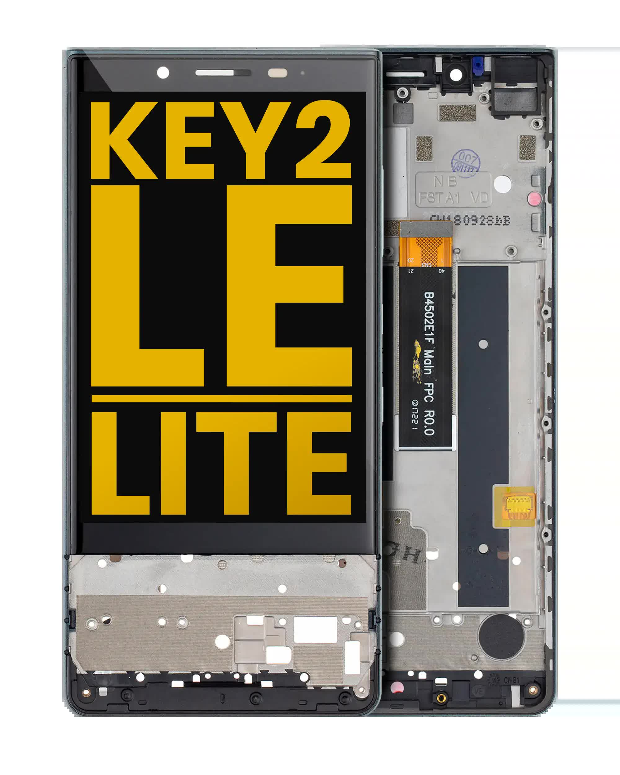LCD Display mit Rahmen für BlackBerry KEY2 LE / Lite (BBE100 Series) (professionell aufgearbeitet) (Slate)