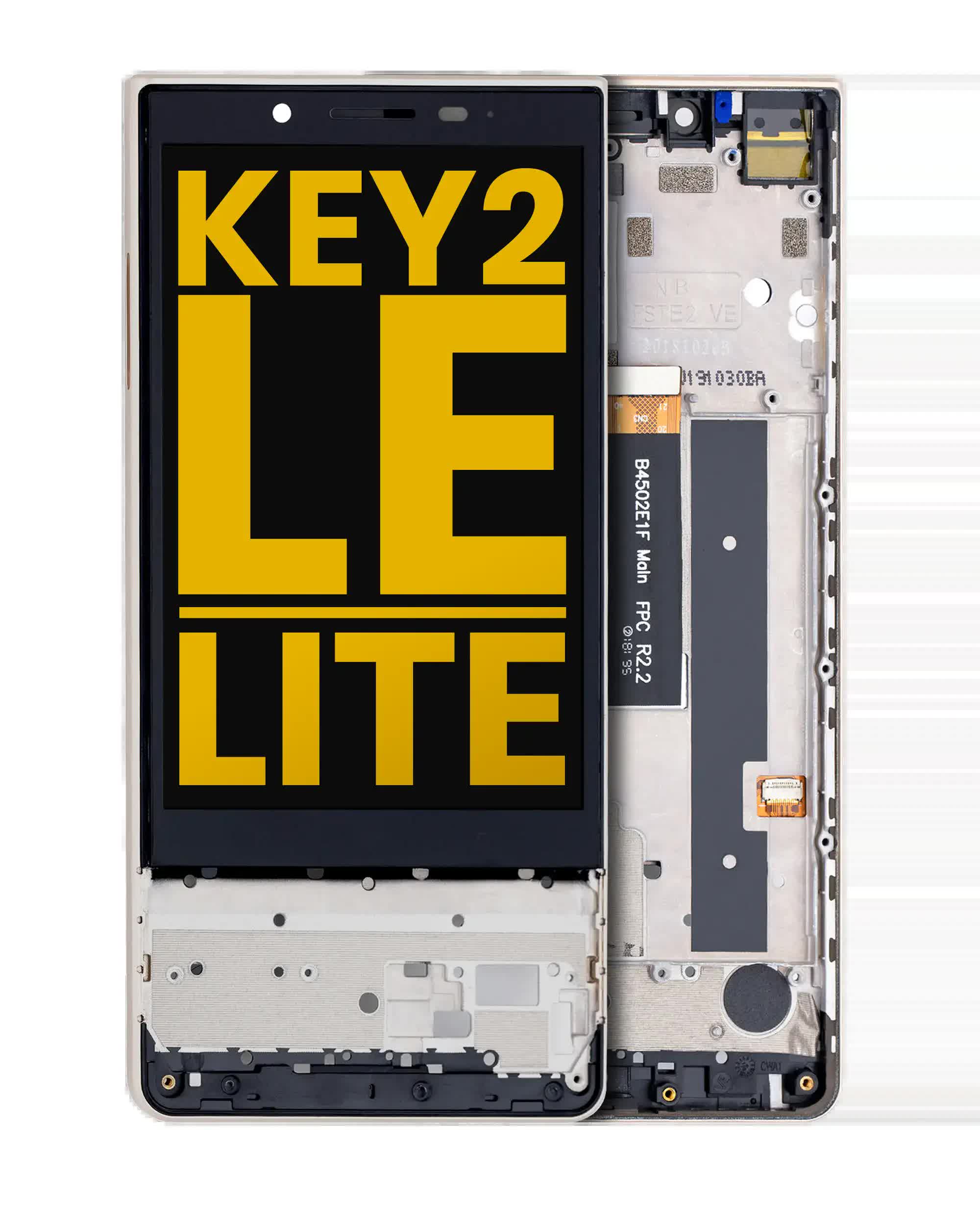 LCD Display mit Rahmen für BlackBerry KEY2 LE / Lite (BBE100 Series) (professionell aufgearbeitet) (Champagne)