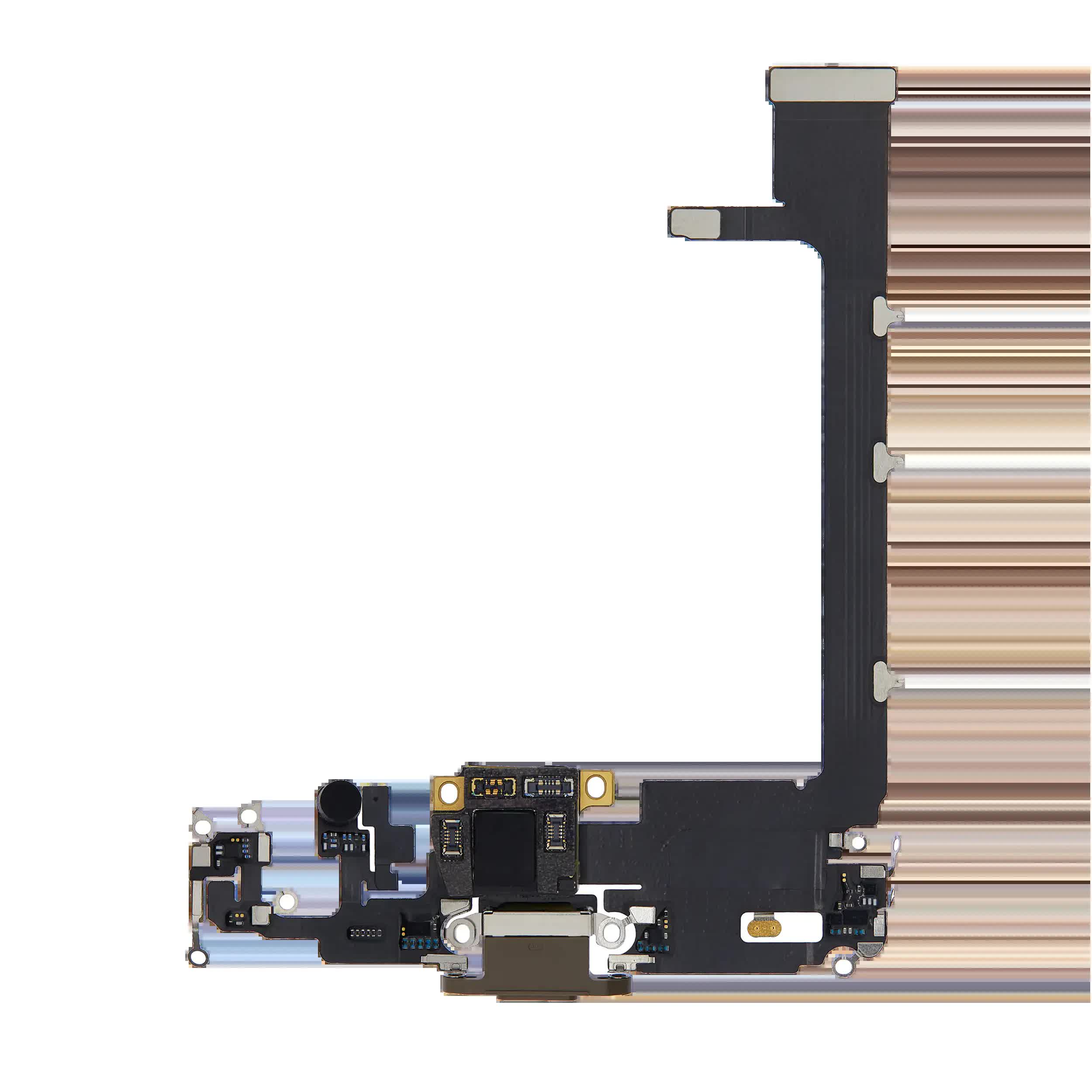 Ladebuchse Flexkabel mit Platine für iPhone 11 Pro Max (ausgebautes Originalteil) (Gold)