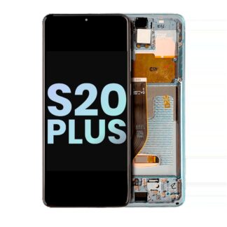 OLED Display mit Rahmen für Samsung Galaxy S20 Plus 5G (Service Pack) (Cloud Blue)