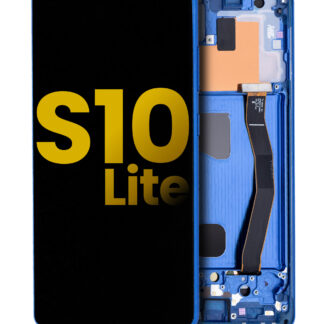 OLED Display mit Rahmen für Samsung Galaxy S10 Lite (professionell aufgearbeitet) (Prism Blue)