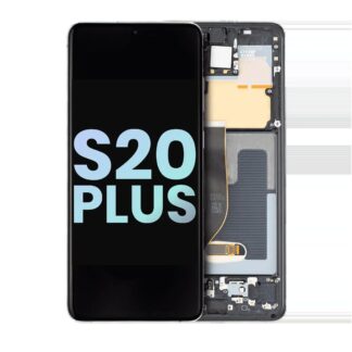 OLED Display mit Rahmen für Samsung Galaxy S20 Plus 5G (Service Pack) (Cosmic Gray (Grau))