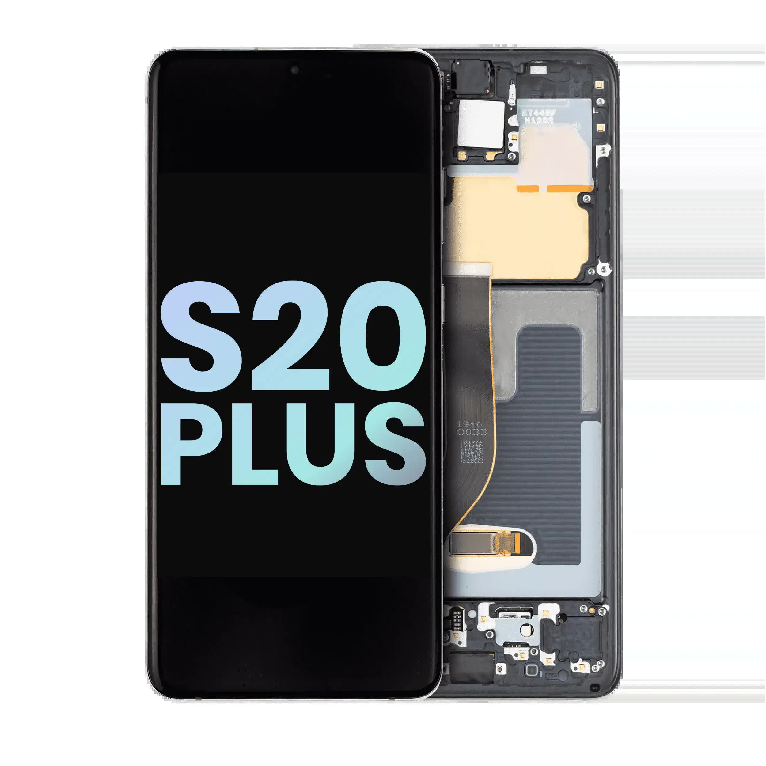 OLED Display mit Rahmen für Samsung Galaxy S20 Plus 5G (Service Pack) (Cosmic Gray (Grau))