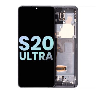 OLED Display mit Rahmen für Samsung Galaxy S20 Ultra 5G (Service Pack) (Cosmic Gray (Grau))