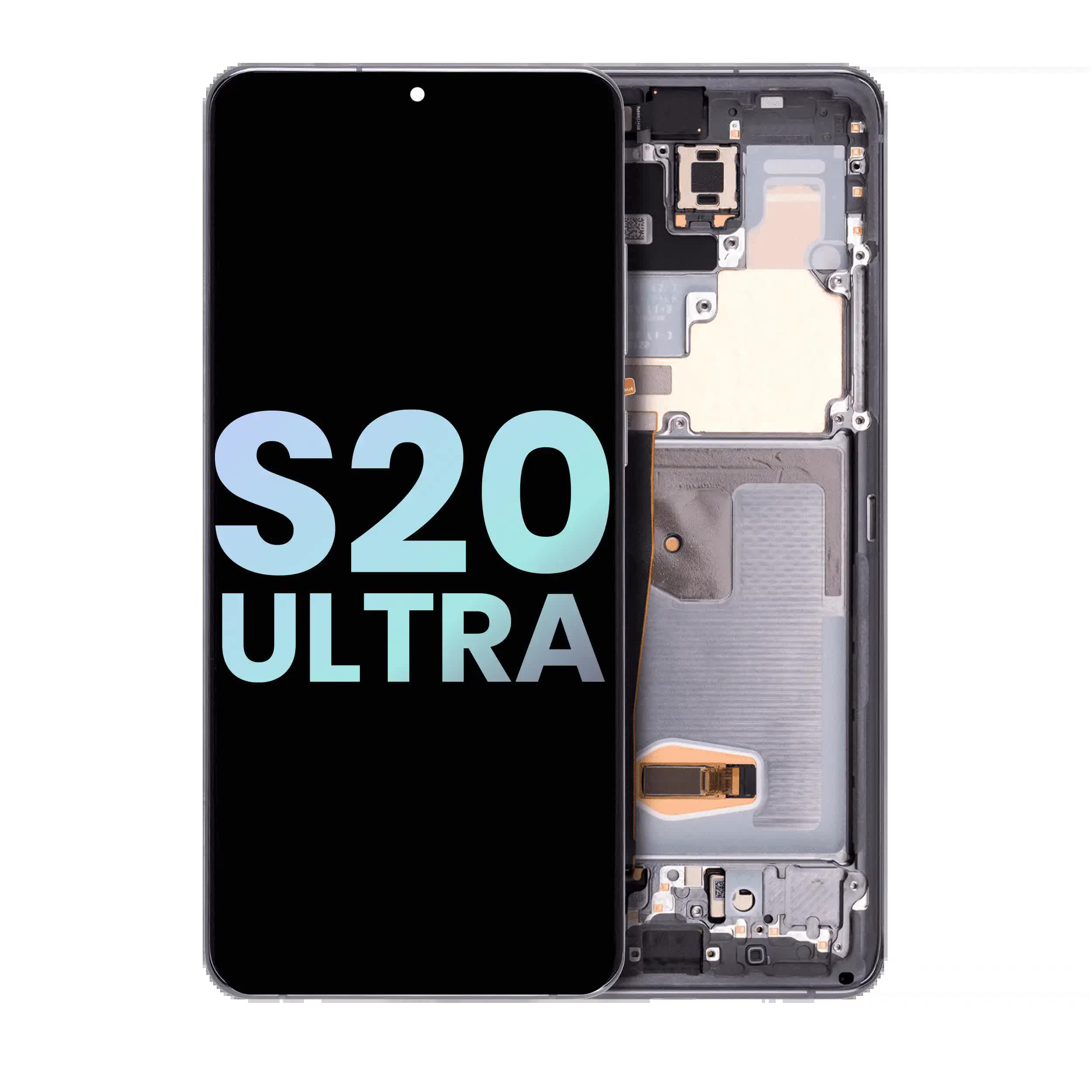 OLED Display mit Rahmen für Samsung Galaxy S20 Ultra 5G (Service Pack) (Cosmic Gray (Grau))