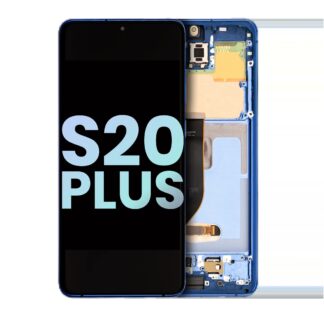 OLED Display mit Rahmen für Samsung Galaxy S20 Plus 5G (Service Pack) (Aura Blue)