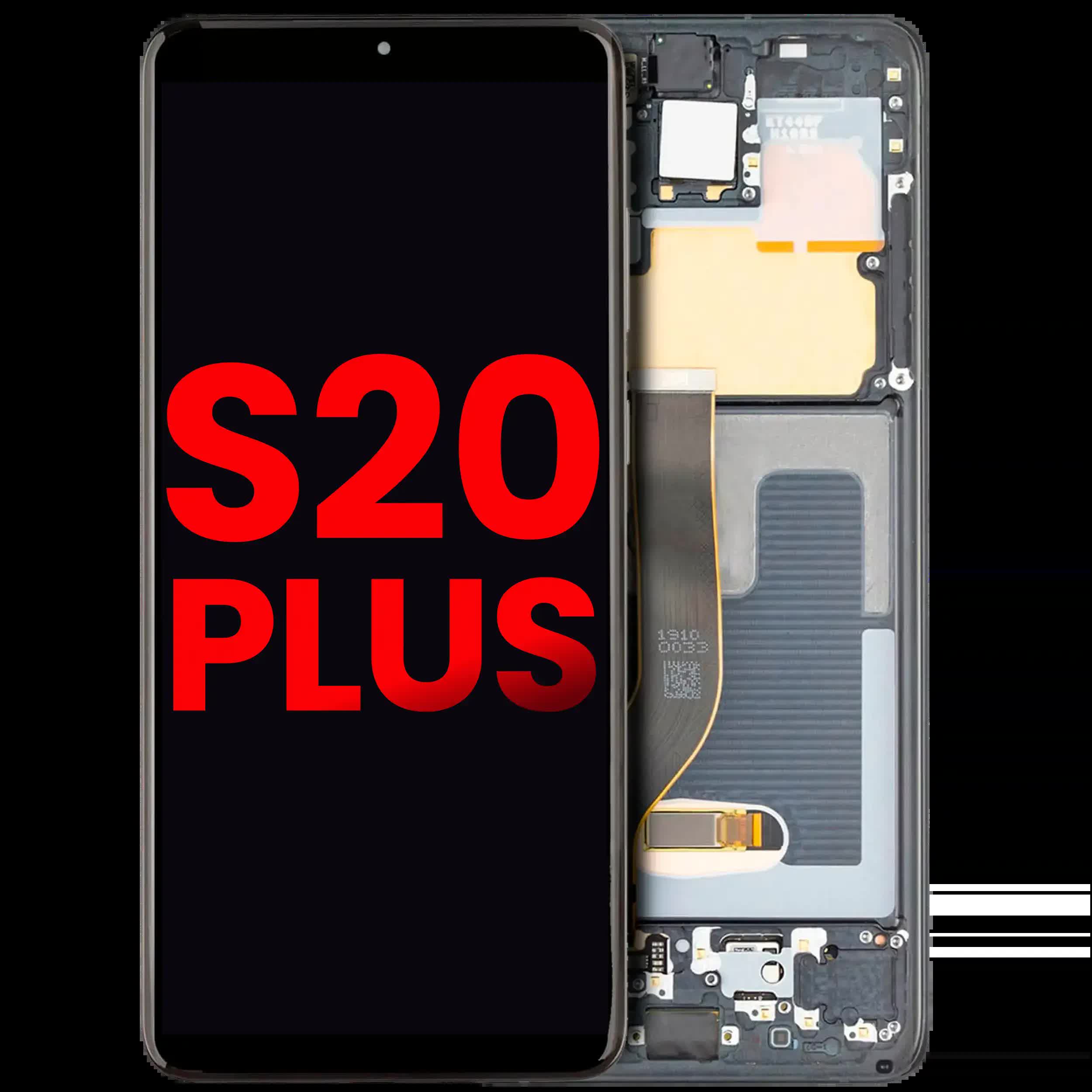 OLED Display mit Rahmen für Samsung Galaxy S20 Plus 5G (Aftermarket Plus) (Cosmic Black)