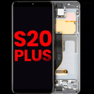 OLED Display mit Rahmen für Samsung Galaxy S20 Plus 5G (Aftermarket Plus) (Cosmic Gray (Grau))
