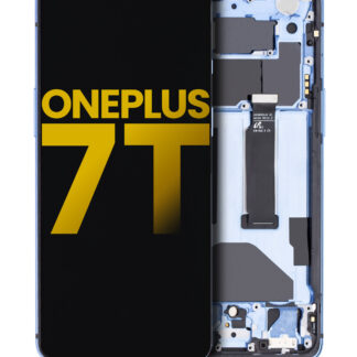 OLED Display mit Rahmen für OnePlus 7T (professionell aufgearbeitet) (Glacier Blue)
