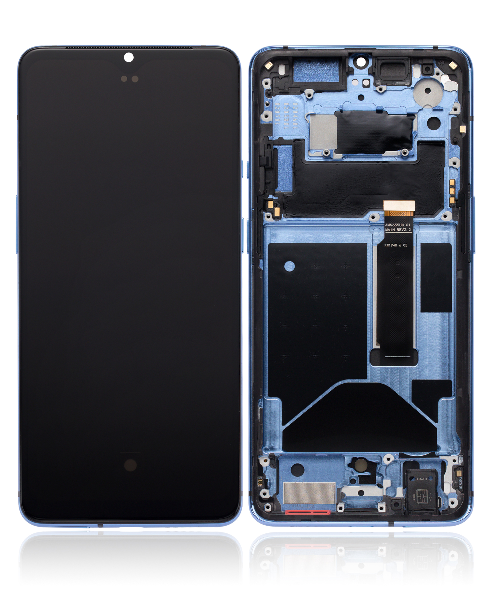 OLED Display mit Rahmen für OnePlus 7T (Aftermarket Plus) (Glacier Blue) – Bild 2