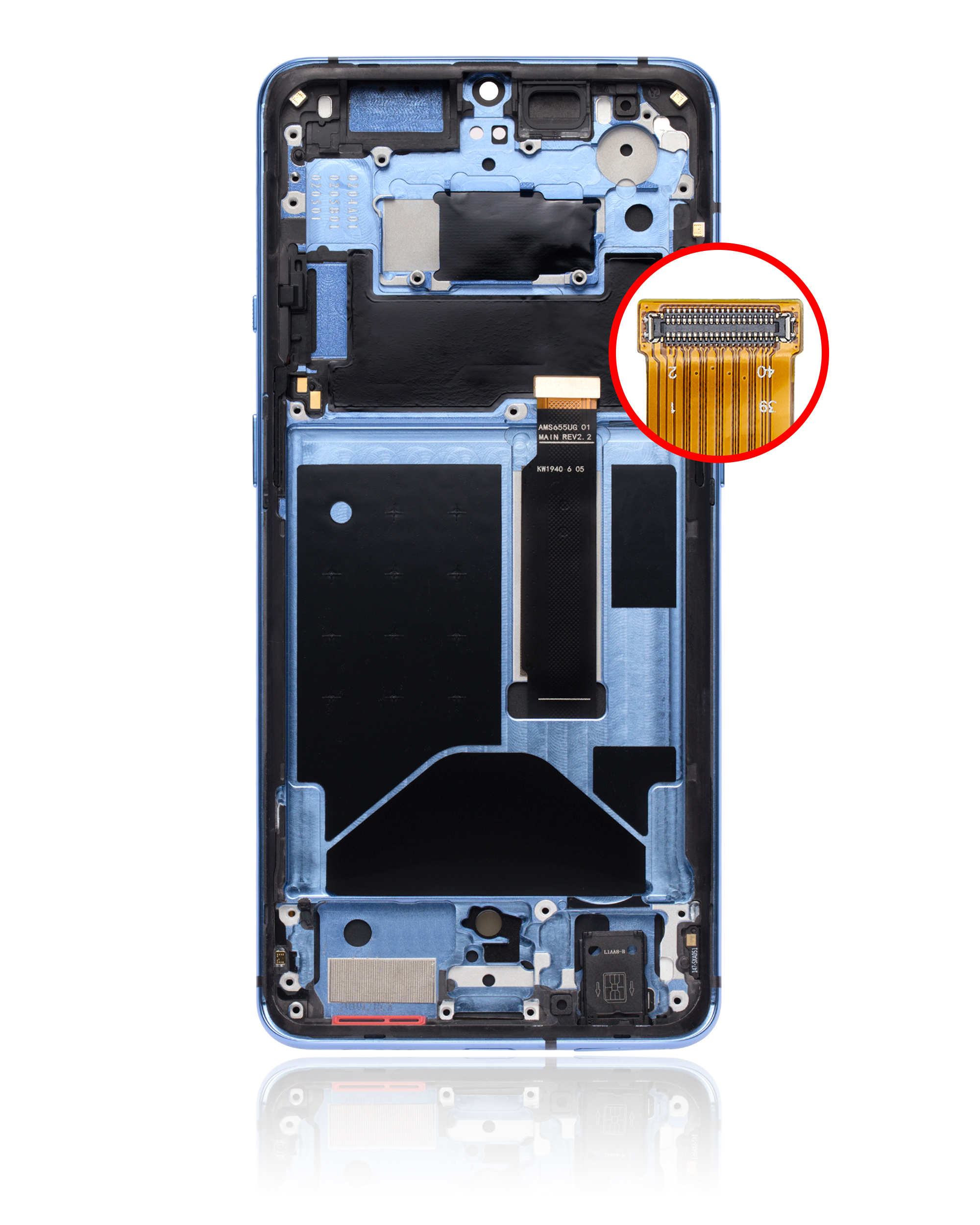 OLED Display mit Rahmen für OnePlus 7T (Aftermarket Plus) (Glacier Blue) – Bild 3