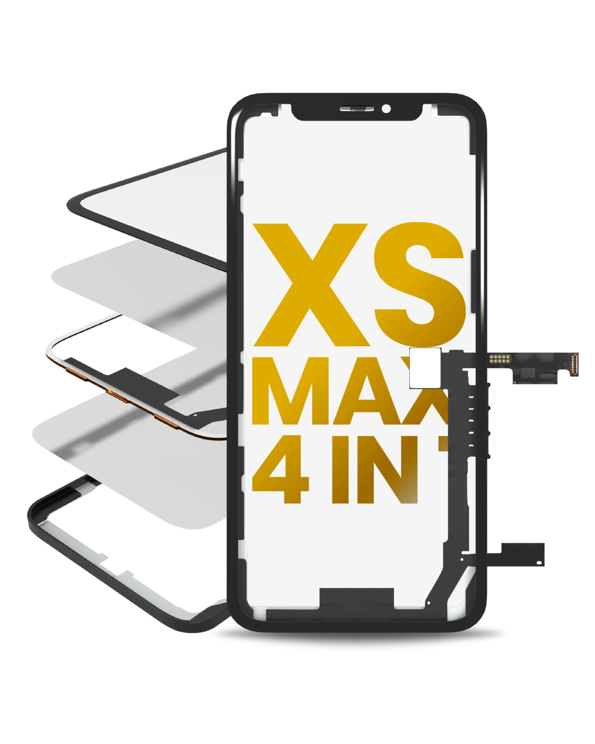 4 in 1 Long Flex (Touchscreen-Digitizer Touch mit Glas + OCA + Rahmen vormontiert) für iPhone XS Max (OCA Master)