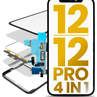 4 in 1 Short Flex (Touchscreen-Digitizer Touch mit Glas + OCA + Rahmen vormontiert) für iPhone 12 / 12 Pro (OCA Master)