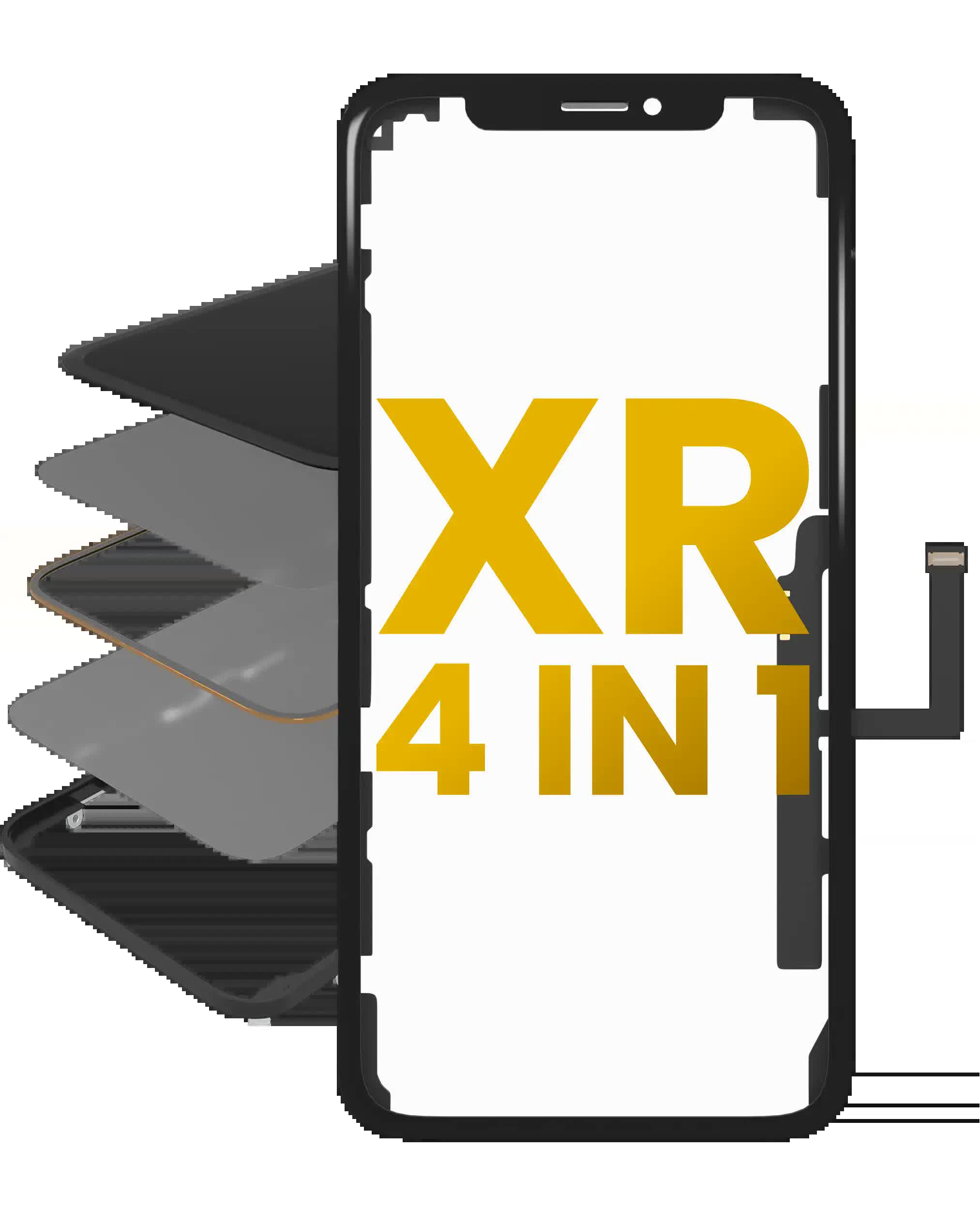 4 in 1 (Glas mit OCA vormontiert + Rahmen + Touchscreen-Digitizer) für iPhone XR (OCA Master)