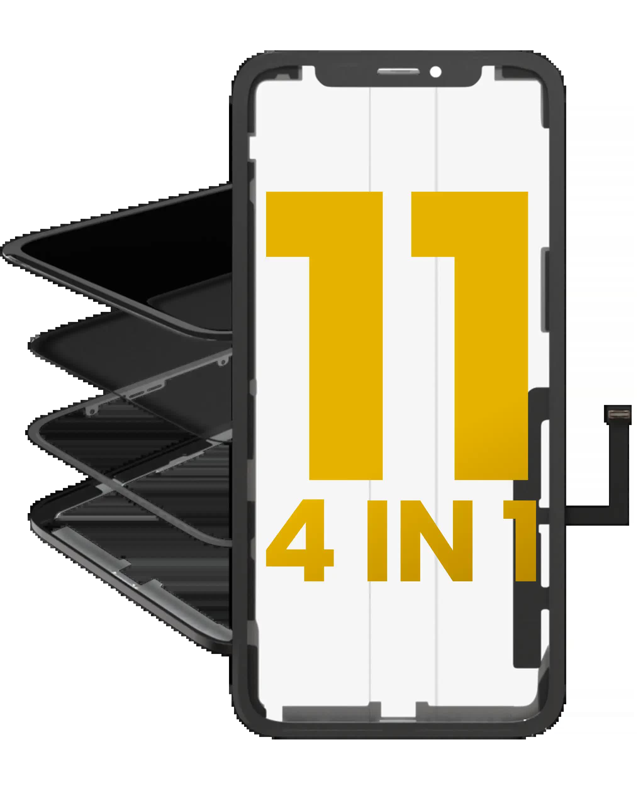 4 in 1 (Glas mit OCA vormontiert + Rahmen + Touchscreen-Digitizer) für iPhone 11 (OCA Master)