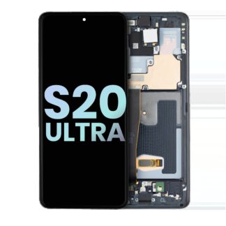 OLED Display mit Rahmen für Samsung Galaxy S20 Ultra 5G (Service Pack) (Cosmic Black)