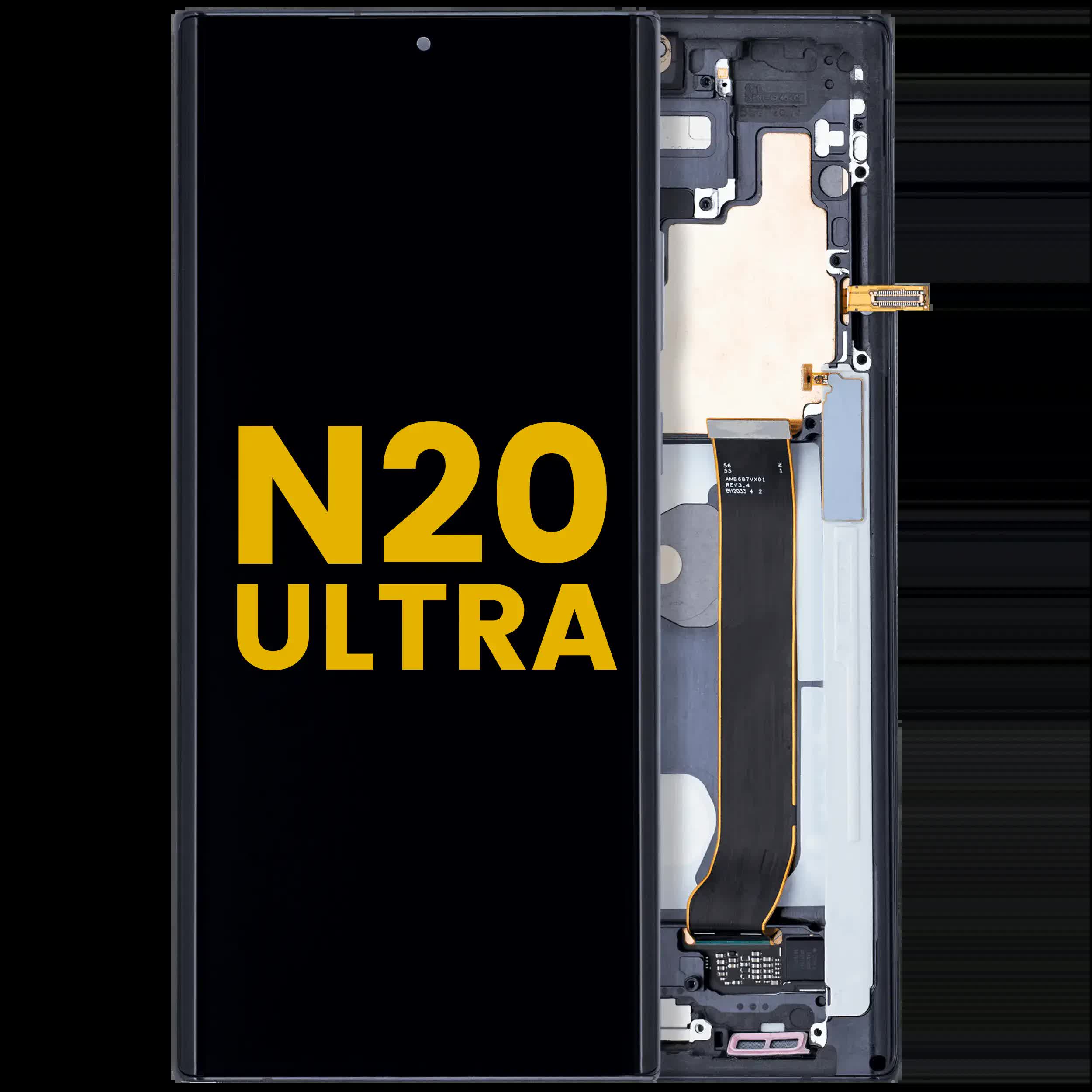OLED Display mit Rahmen für Samsung Galaxy Note 20 Ultra 5G (professionell aufgearbeitet) (Mystic Black)