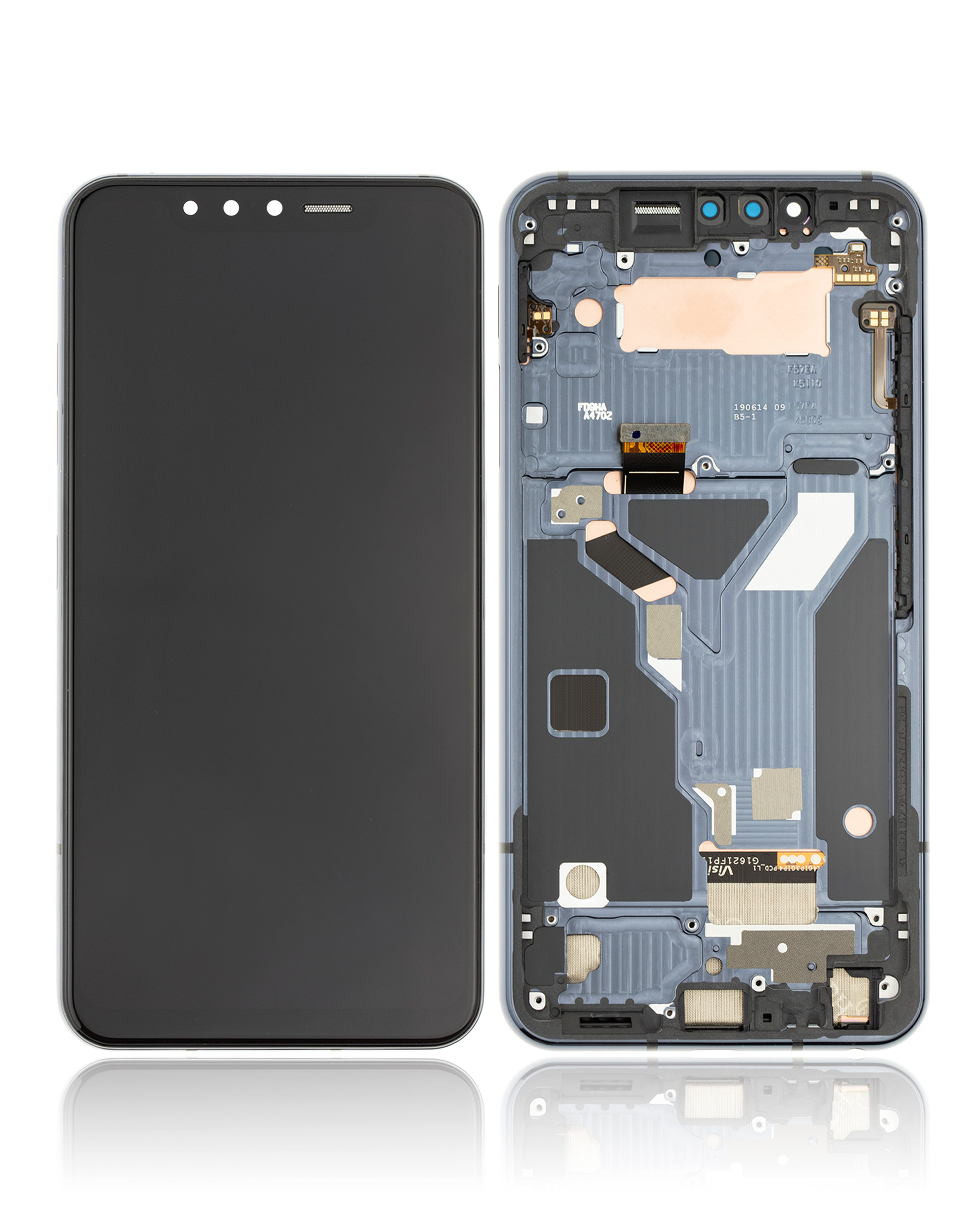 OLED Display mit Rahmen für LG G8S ThinQ (professionell aufgearbeitet) (Mirror Black) – Bild 2