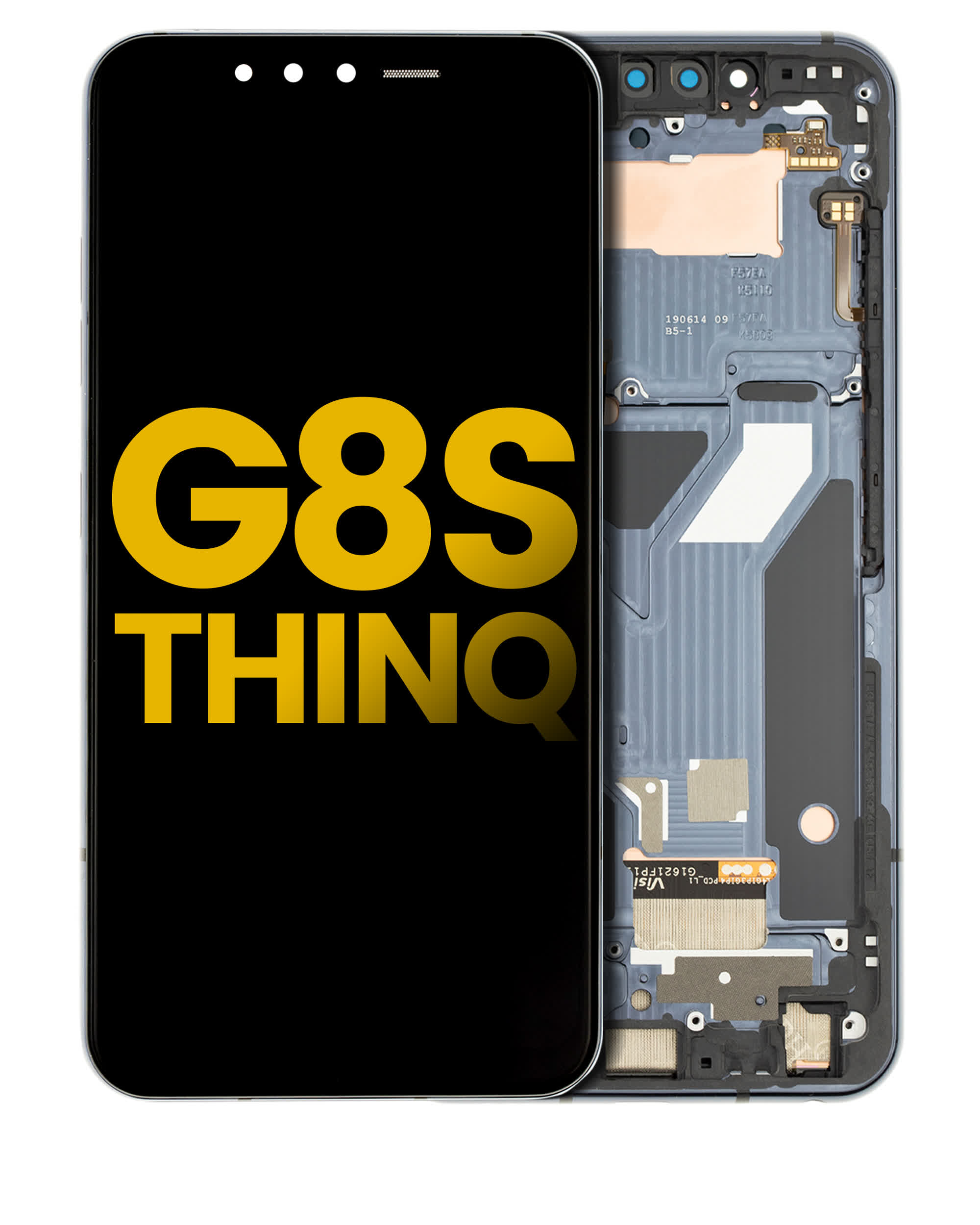 OLED Display mit Rahmen für LG G8S ThinQ (professionell aufgearbeitet) (Mirror Black)