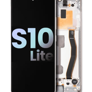 OLED Display mit Rahmen für Samsung Galaxy S10 Lite (Service Pack) (Prism White)