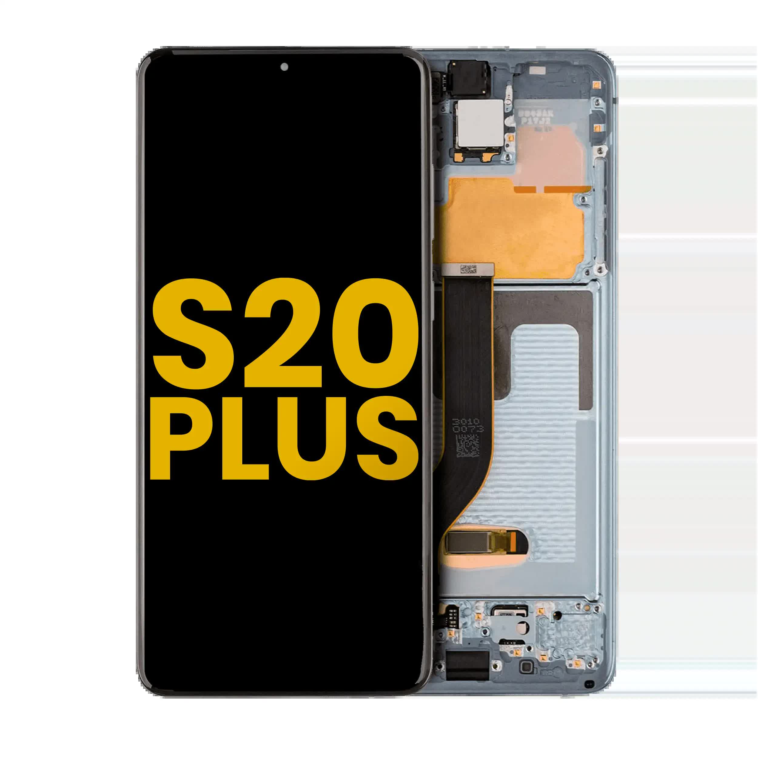 OLED Display mit Rahmen für Samsung Galaxy S20 Plus 5G (professionell aufgearbeitet) (Cloud Blue)