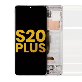 OLED Display mit Rahmen für Samsung Galaxy S20 Plus 5G (professionell aufgearbeitet) (Cloud White)