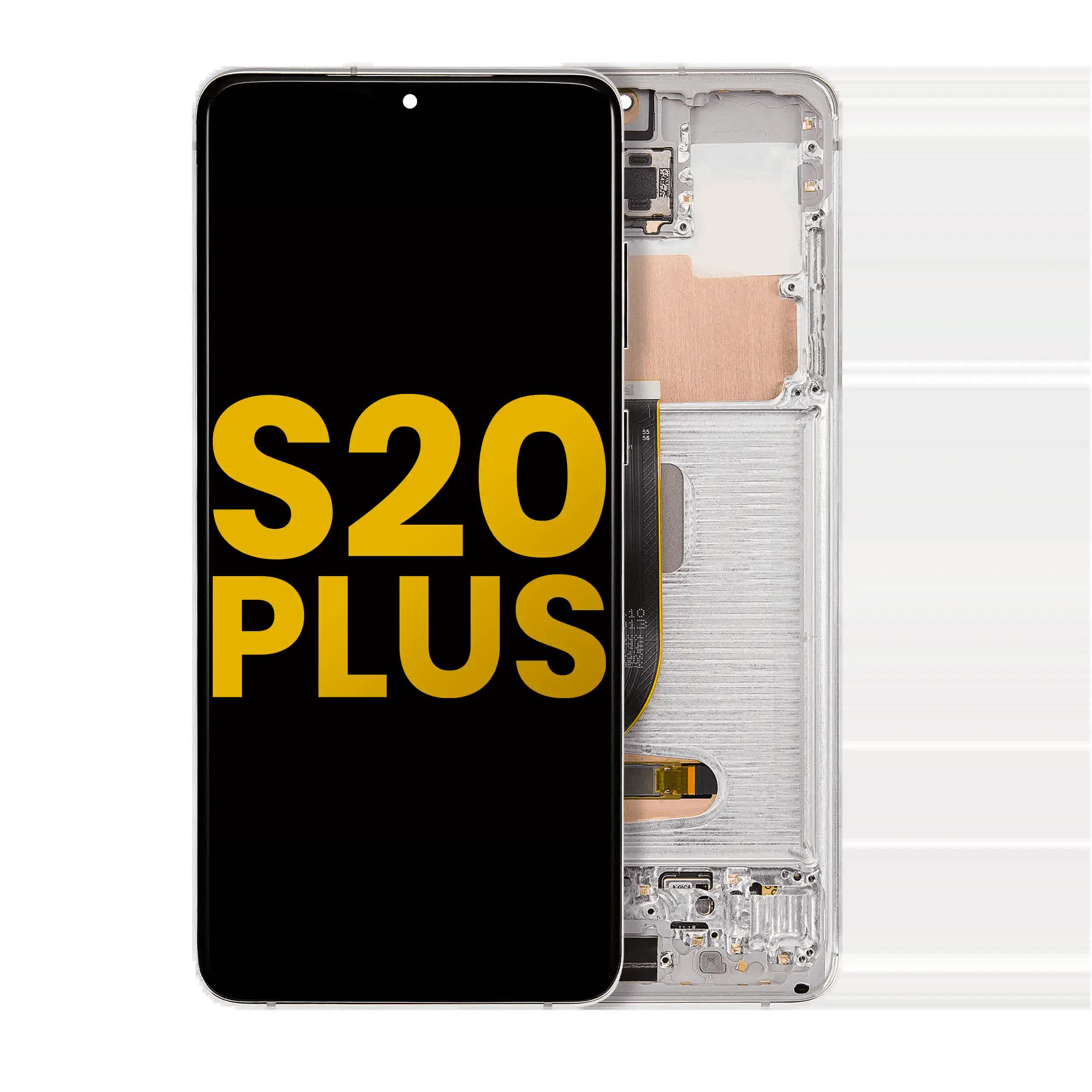 OLED Display mit Rahmen für Samsung Galaxy S20 Plus 5G (professionell aufgearbeitet) (Cloud White)