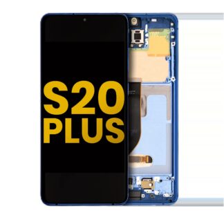 OLED Display mit Rahmen für Samsung Galaxy S20 Plus 5G (professionell aufgearbeitet) (Aura Blue)